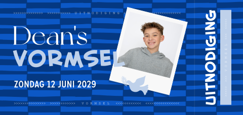 Ticket uitnodiging vormsel met foto