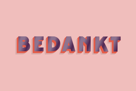 Zakelijke bedankkaart met bedankt in hoogglans 3D letters