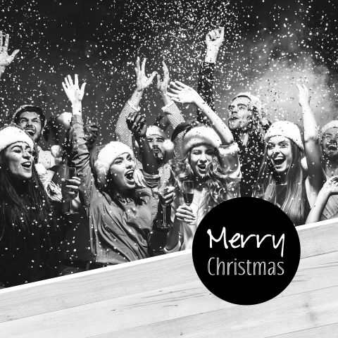 Zakelijke kerstkaart met eigen foto van het personeel