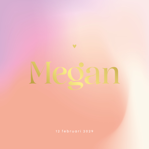 Hip geboortekaartje meisje met pastel kleuren en foliedruk