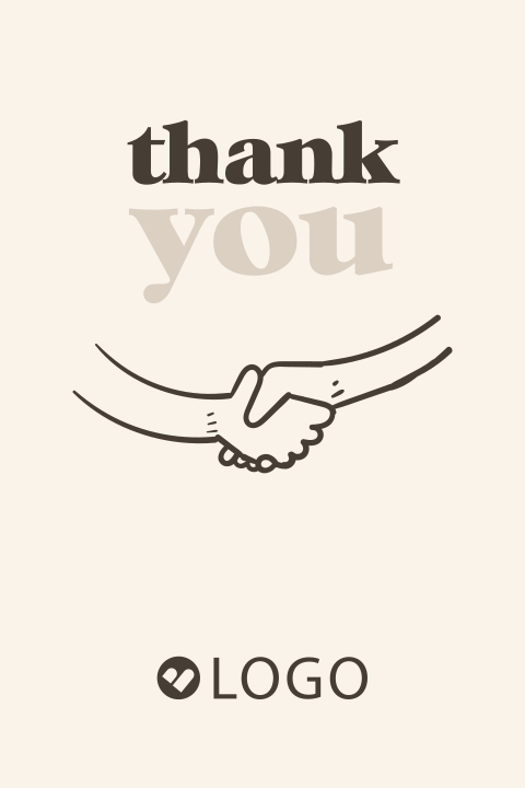 Zakelijke thank you bedankkaart met handen schudden en eigen logo