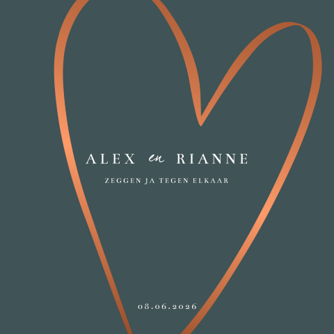 Trouwkaart One Love One Heart met hart en symbolen
