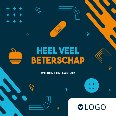 Zakelijke beterschapswenskaart met illustratie appel en pleister