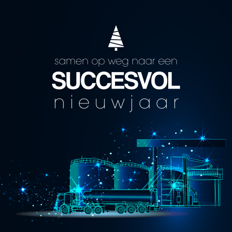 Transport kerstkaart zakelijk met vrachtwagen en sterren