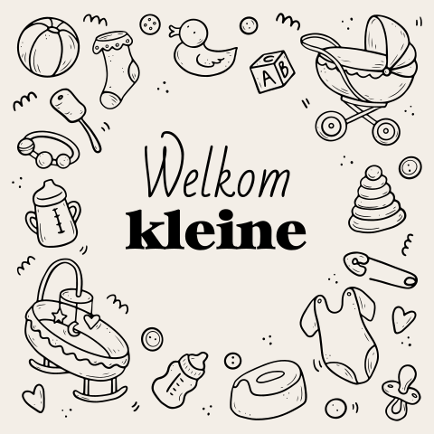 Zakelijke wenskaart voor een geboorte met illustraties voor een baby