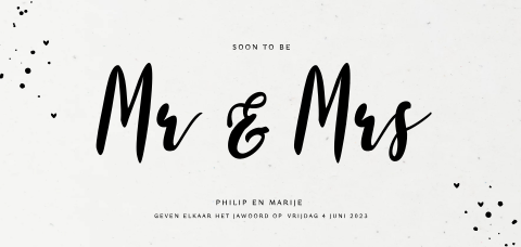 Mr & Mrs trouwkaart op duurzaam papier