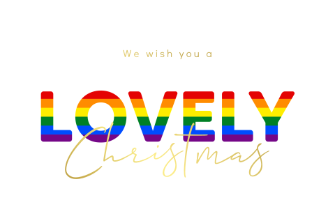 Regenboogkleuren zakelijke kerstkaart Lovely Christmas met foliedruk