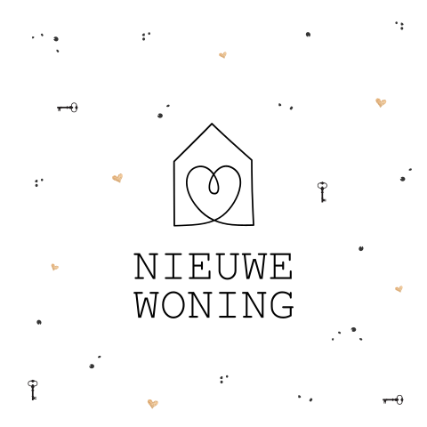 felicitatie nieuwe woning huisje sleutels hartje