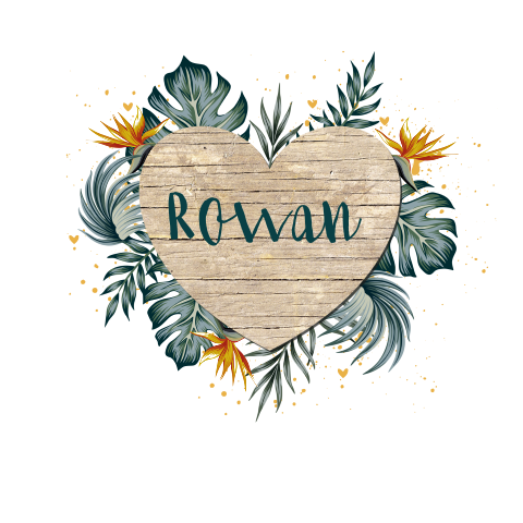Botanisch unisex geboortekaartje met houten hart en strelitzia