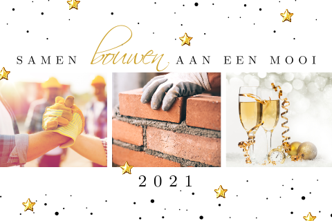 Bouw zakelijke kerstkaart met foto's en kerststerren