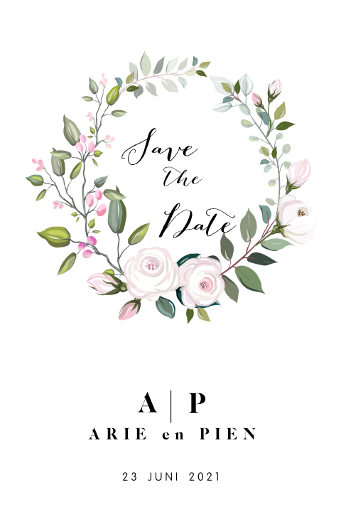 Romantische Save the Date kaart met rozen