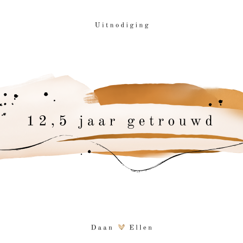 Jubileumuitnodiging 12,5 jaar getrouwd met aquarel vegen