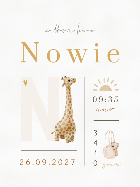 Unisex canvasposter met initiaal en dieren