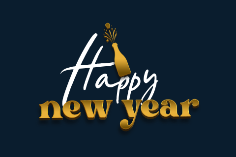 Zakelijke kerstkaart Happy New Year met champagne