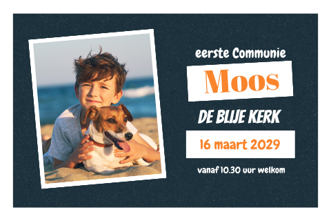 Stoere communie uitnodiging met foto