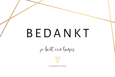 Zakelijke bedankkaart " Bedankt kanjer" met gouden lijnen