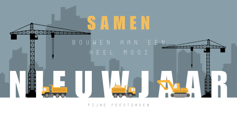 Trendy zakelijke kerstkaart met hijskranen en grondwerk