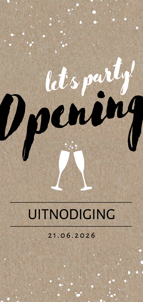 Opening zakelijke uitnodiging met champagneglazen op echt kraftpapier