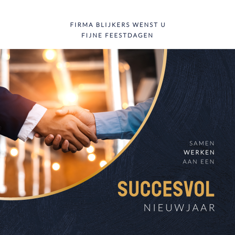 Zakelijke kerstkaart handen schudden succesvol nieuwjaar