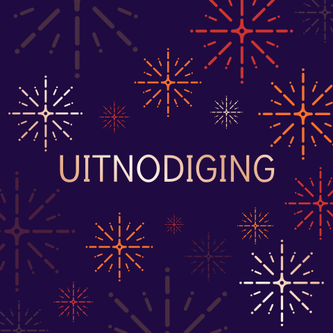 Luxe zakelijke uitnodiging met vuurwerk en roséfolie en eigen logo