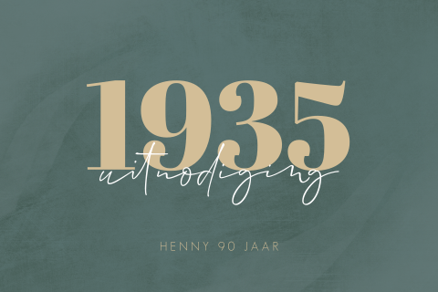 Verjaardag 90 jaar uitnodiging typografisch met stoer ontwerp