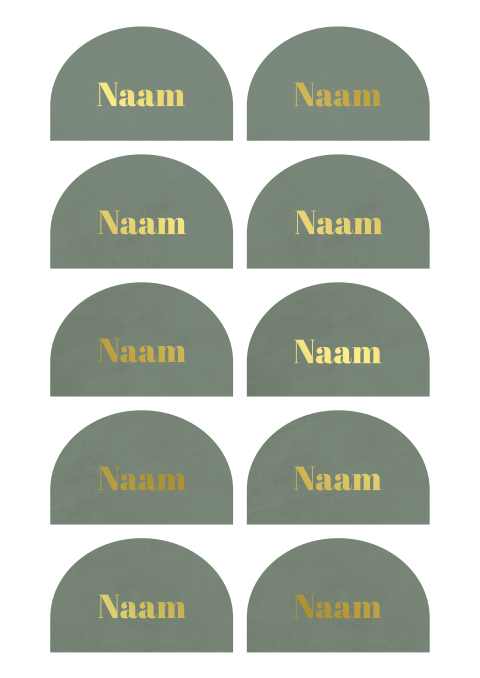 Half ronde naamkaartjes met goudfolie