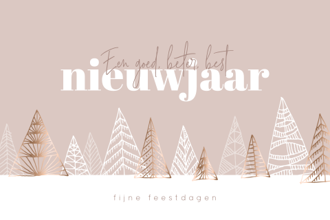 Kerstkaart goed doel Ronald McDonald Huis Zwolle met trendy kerstbomen