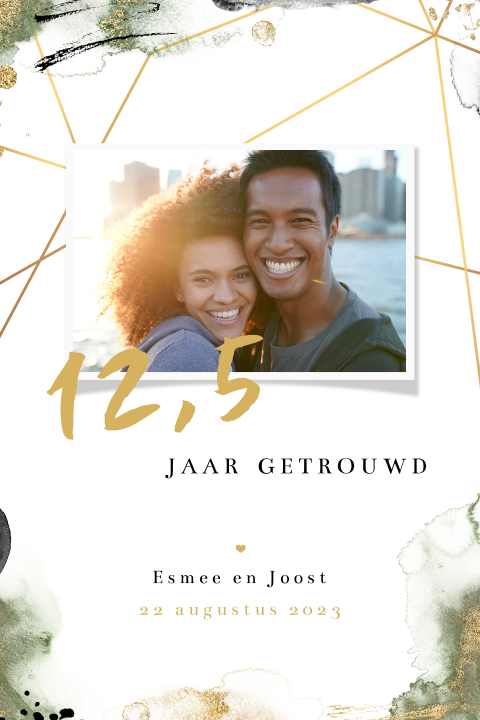 Moderne uitnodiging 12,5 jaar getrouwd met foto