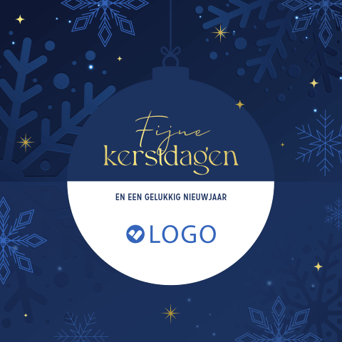Luxe zakelijke kerstkaart met kerstbal en ijssterren