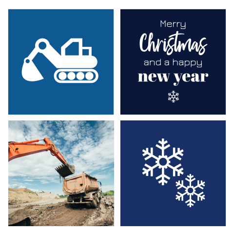 Loonbedrijf kerstkaart met foto graafmachine