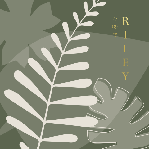 Jollein geboortekaartje uit Botanical collectie goudfolie