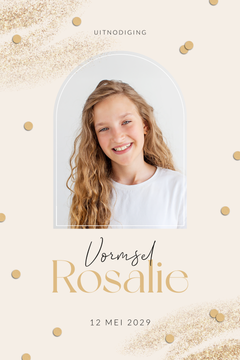 Uitnodiging vormsel met confetti en eigen foto
