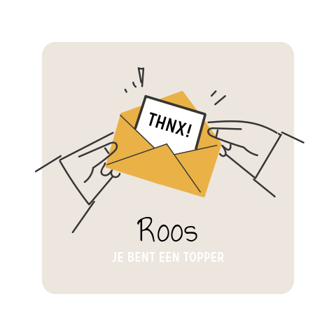 Zakelijke bedankkaart met kaartje met thnx! uit envelop