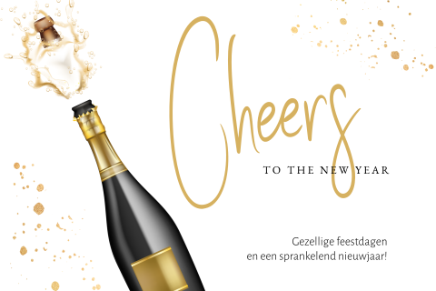 zakelijke kerstkaart met champagnefles