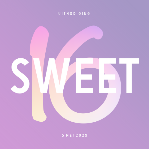 Sweet 16 uitnodiging verjaardag met cijfer