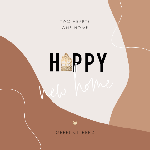 Happy new home wenskaart nieuwe woning met abstracte vormen