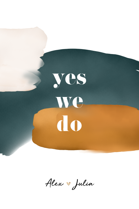 Abstracte hippe trouwkaart Yes we do