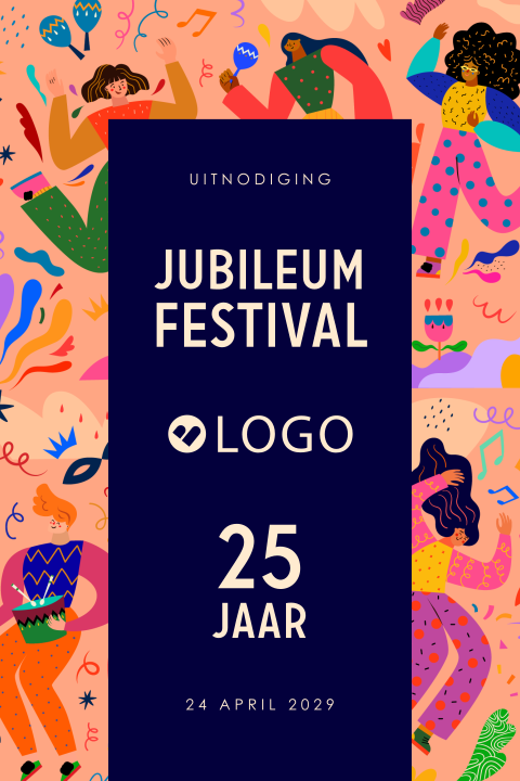 Vrolijke zakelijke jubileum festival uitnodiging met dansende mensen