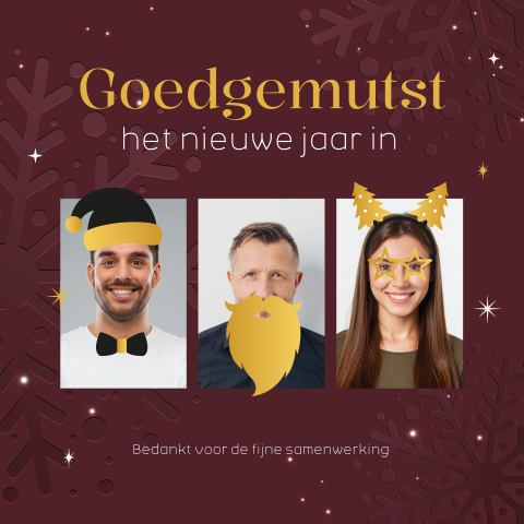 Zakelijke grappige kerstkaart met eigen foto en props