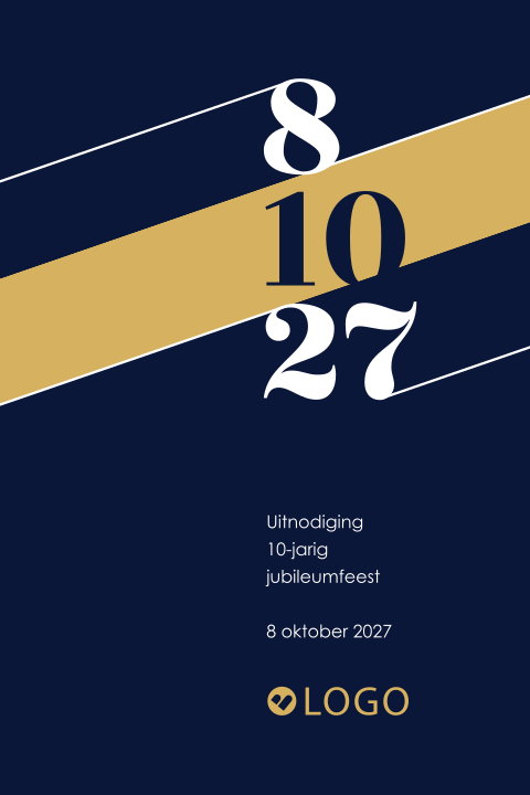 Strakke zakelijke uitnodiging 10-jarig jubileum met logo
