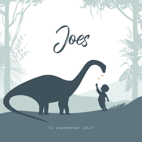 Silhouet dino geboortekaartje voor een jongen