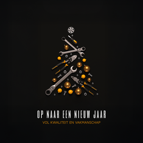 Kerstkaar zakelijk met kerstboom van verschillende gereedschappen