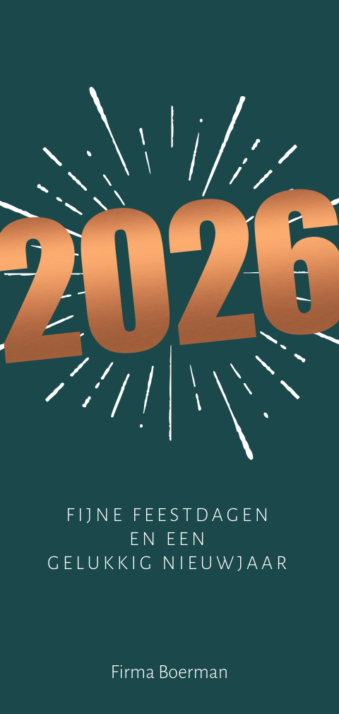 Moderne zakelijke kerstkaart met een groot 2026