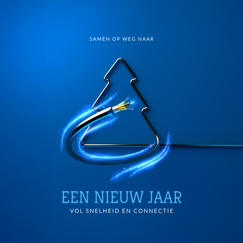 Glasvezel techniek zakelijke kerstkaart met kerstboom