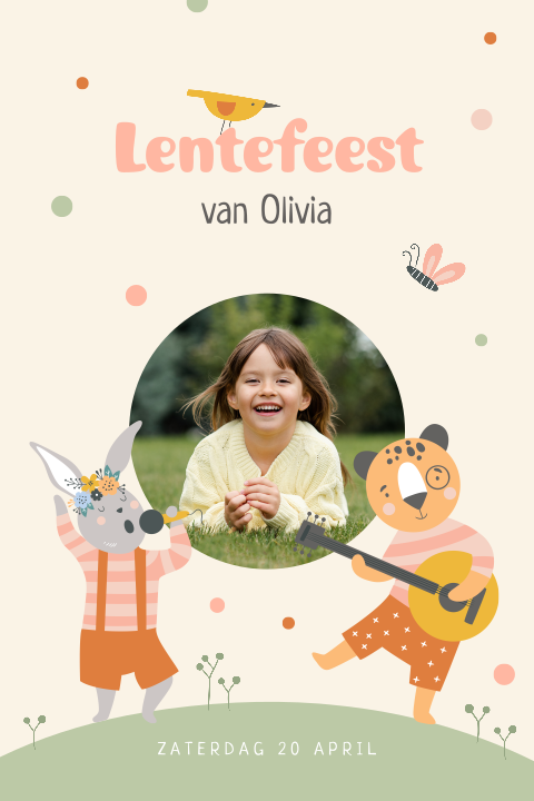 Vrolijke uitnodiging lentefeest met dieren