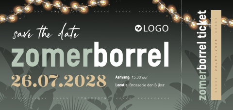 Zakelijk ticket uitnodiging voor een zomerborrel bedrijfsfeest