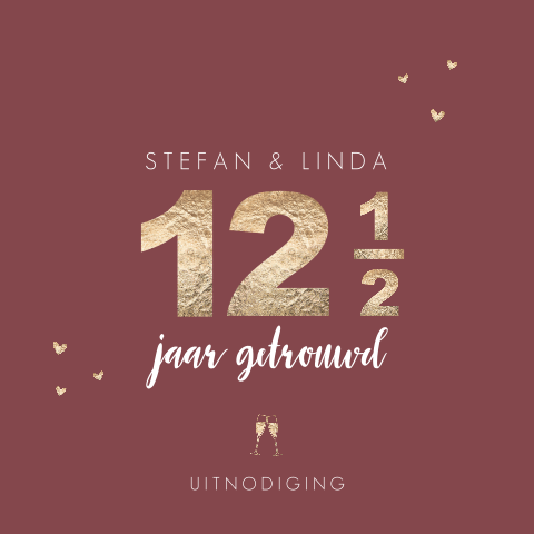 Chique jubileum kaart 12,5 jaar getrouwd