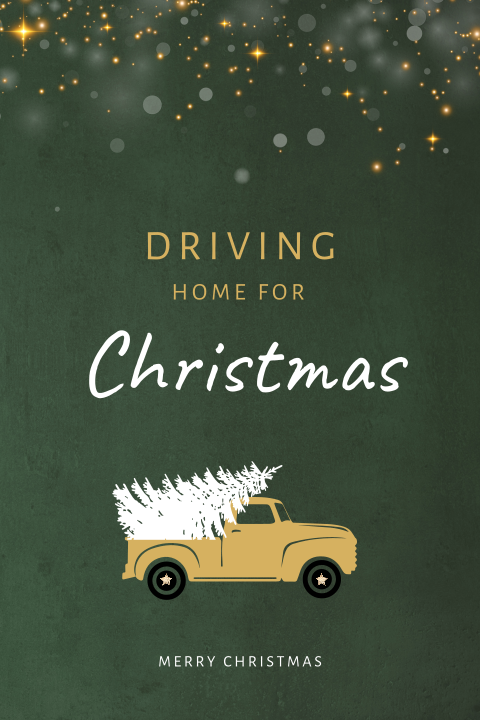Hippe zakelijke kerstkaart met auto en kerstboom