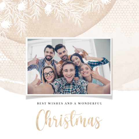 Zakelijke kerstkaart met foto en aquarel