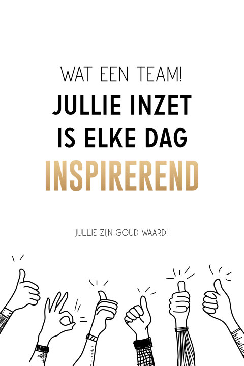 Zakelijke bedankkaart met illustratie van duimen omhoog
